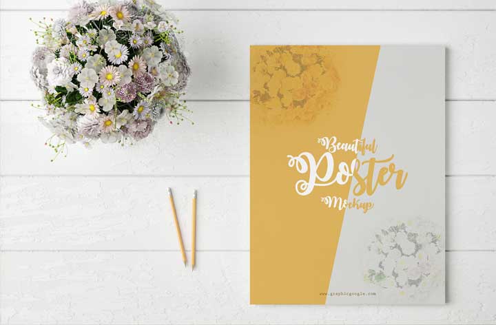 Free-Beautiful-Poster-Mock-Up-With-Glamour-Flowers