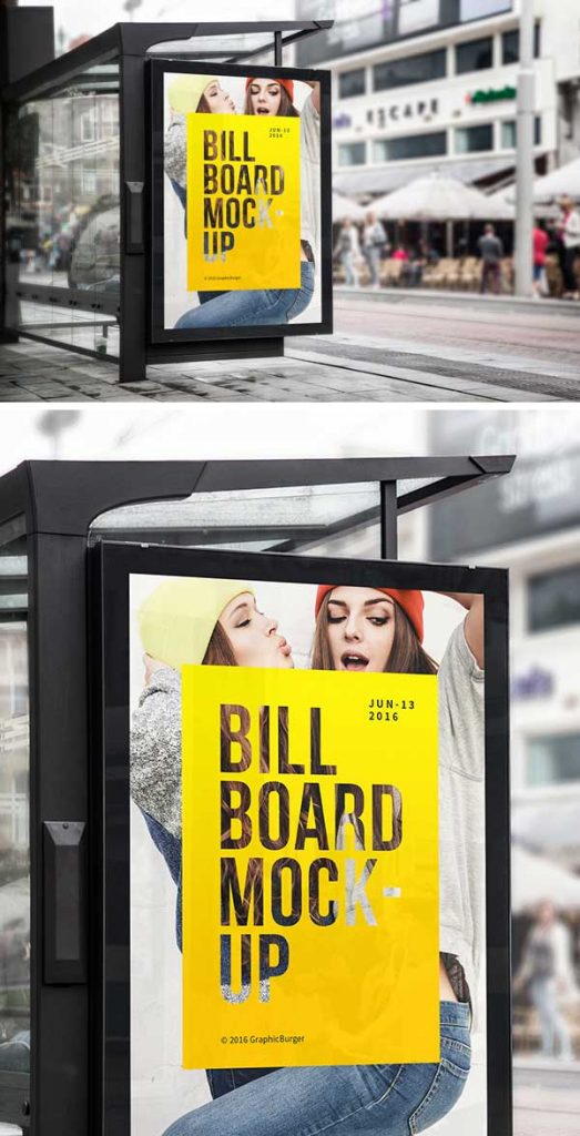 Download Free Bus Stop Billboard MockUp PSD