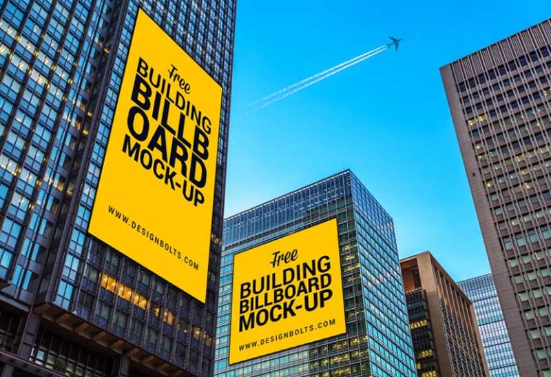 Free Creative Building Advertising Billboard Mock-up