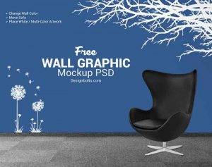 Download Free Wall Decal Mockup PSD for Dark Background